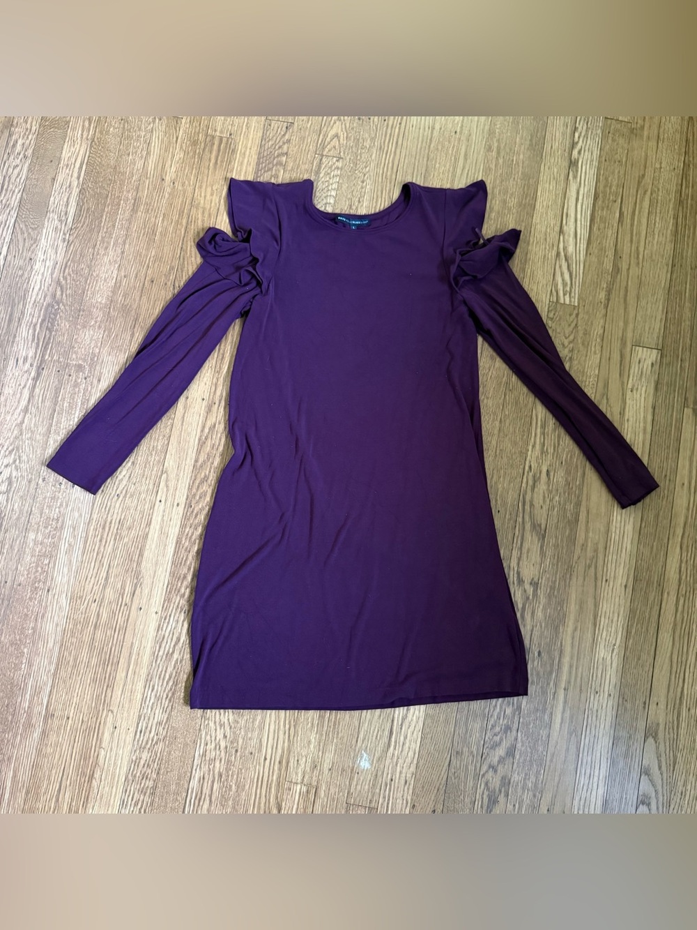 White House Black Market Ruffle Above Knee Plum/Burgundy Womenβs Dress size LG